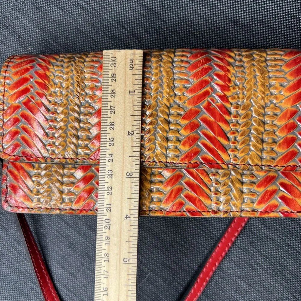 Patricia Nash NWT Balloi Wicker Embossed Crossbody Convertible Bag Red Yellow